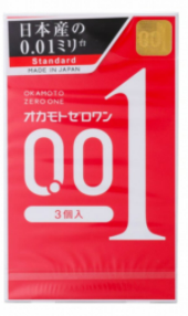 Okamoto - 岡本 001 / 0.01 mm 3片裝 安全套 避孕套 [平行進口] 4547691749192