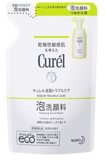 Curel - 珂潤深層控油保濕泡沫潔面乳(補充裝) 130ml (青綠色) 4901301289865 平行进口