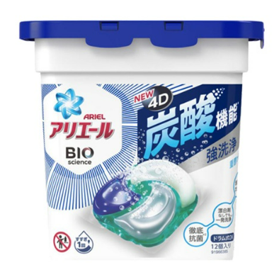 P&G ARIEL 4D 炭酸機能洗衣球(強效)12粒盒裝【藍色】(4987176062703)